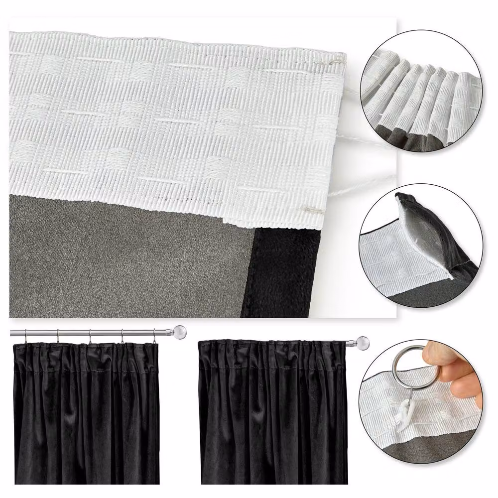 New Edge Blinds Verbena Jacquard Pencil Pleat Curtains in Black, W: 168 cm, H: 183 cm – 3