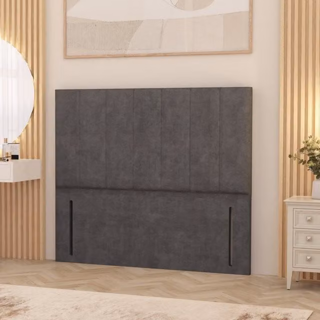 Somnior Beds Ltd Austin Floor Standing Upholstered Headboard in Charcoal Grey Plush Velvet