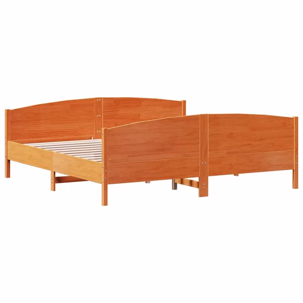 Berkfield Home Super King Solid Wood Pine Bed Frame in Wax Brown, W/D/H: 180 x 200 cm – 2