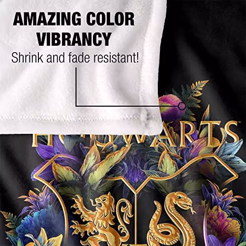 LOGOVISION Harry Potter Hogwarts Floral Crest Fleece Blanket, Multicolour, W: 152 cm, D: 127 cm – 3