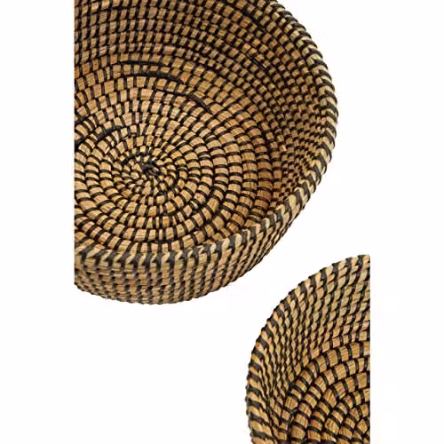Premier Housewares Lidi Set of Three Natural Straw Baskets with Black Detail, W/D/H: 30 x 30 x 13 cm – 5