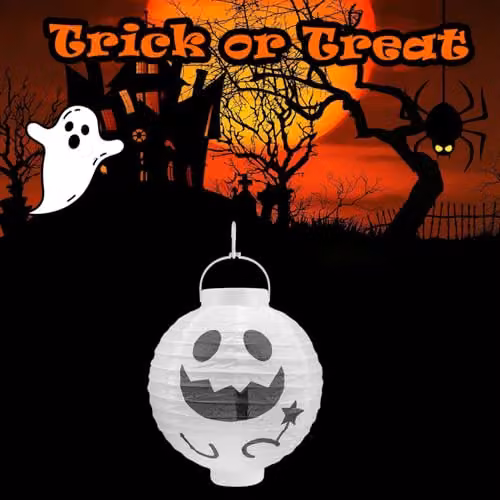 VFM e-Store Halloween Paper Lantern Pumpkin in White, 20cm – 5