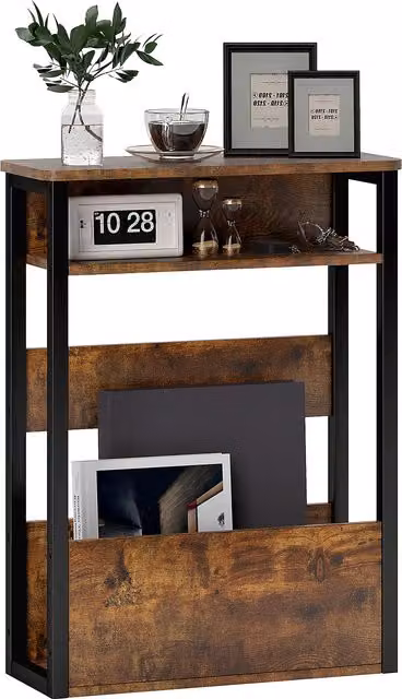 HOMCOM Industrial-Style Side Table in Black and Brown