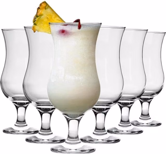 LAV Fiesta Pina Colada Cocktail Glass Set, 6 x 460 ml, Clear