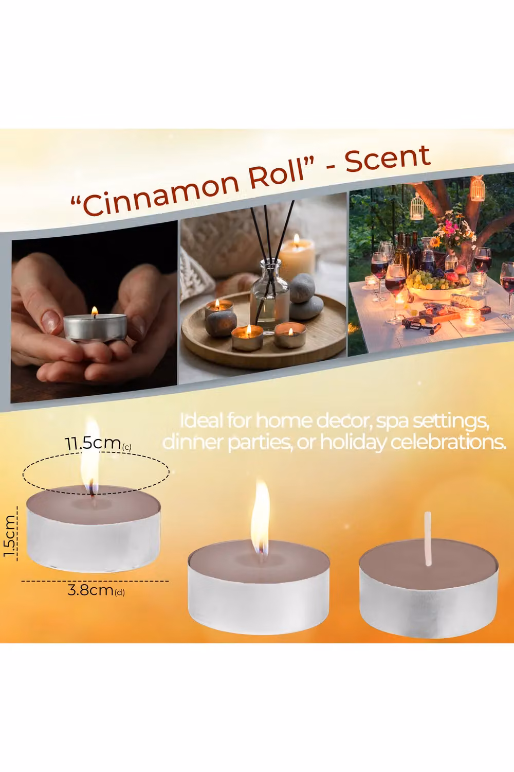 Deco Express Cinnamon Roll Scented Tealight Candles, Brown, 25 Pack – 7