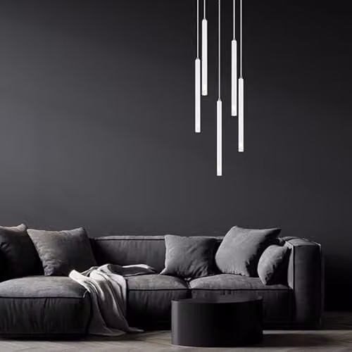 Globo Lighting White Minimalist Pendant Lamp for Dining or Living Rooms, 5 Bulbs, H: 120 cm – 6
