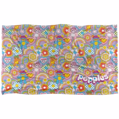 Hasbro Popples Pop Pattern Super Soft Silky Feel Fleece Blanket, Multicolour, W: 91.44 cm x D: 91.44 cm x H: 147.32 cm – 1
