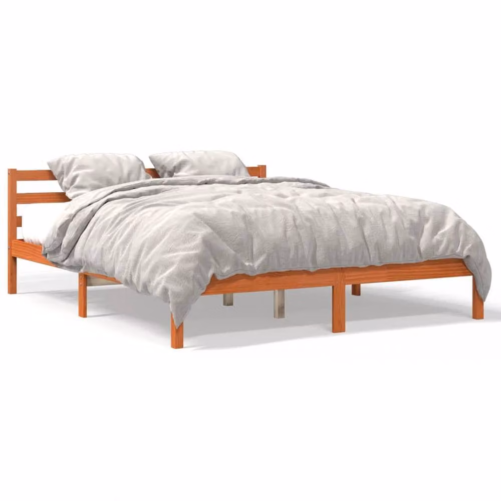 Berkfield Home Solid Wood Pine Bed Frame in Wax Brown, W/D/H: 160 x 200 cm – 2