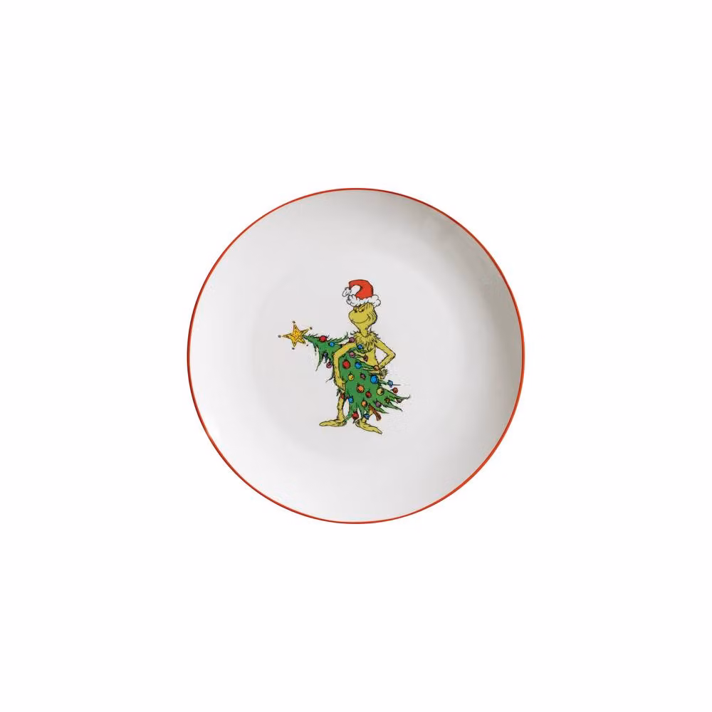 The Grinch 12-Piece Porcelain Dinner Set in White and Green with Star Border Design – 3