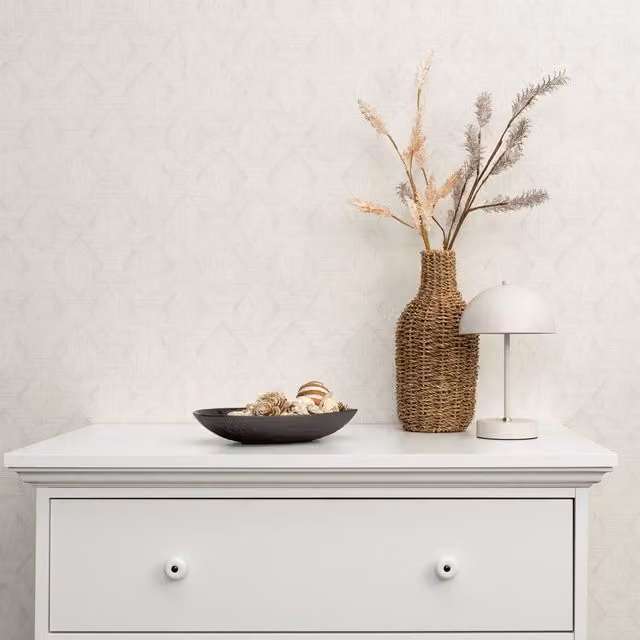Erismann Boho Geometric Abstract Vinyl Wallpaper Roll in White