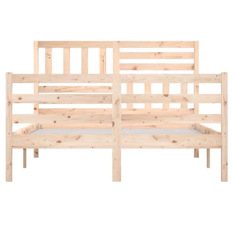 Berkfield Home Rustic Solid Pine Bed Frame, Brown and Beige, W: 140 cm, D: 200 cm