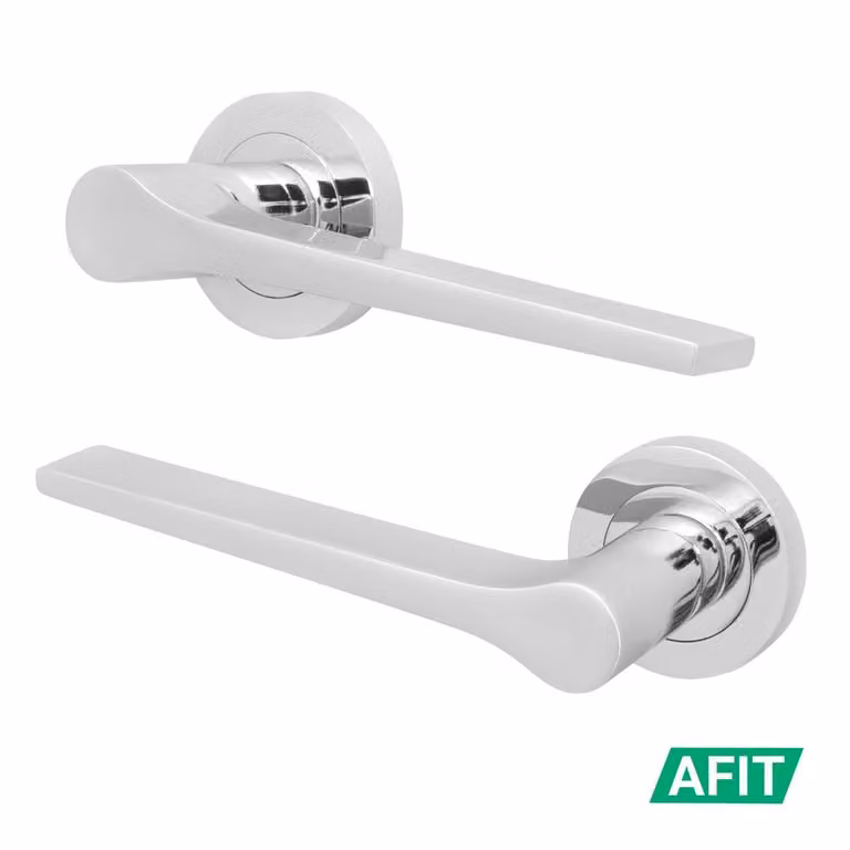 AFIT Polished Chrome Internal Lever On Rose Door Handle, Silver