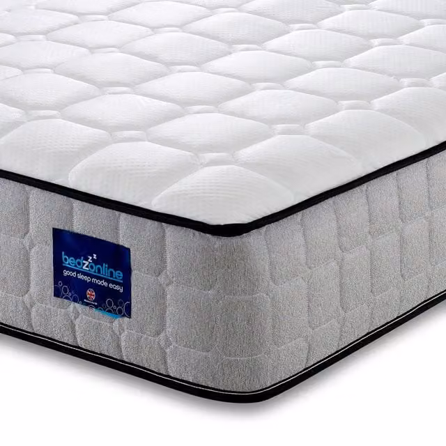 Bedzonline Gravity Hybrid Memory Foam Spring Mattress with Temperature Regulation in Grey and White, W/D/H: 180 x 200 x 30 cm