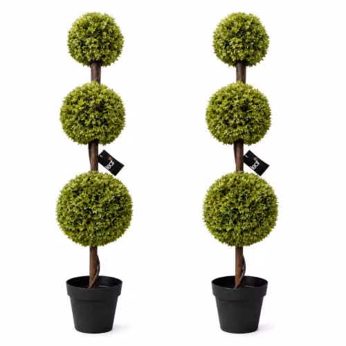 Leaf Artificial Round Boxwood Ball Tree in Green and Black – 1