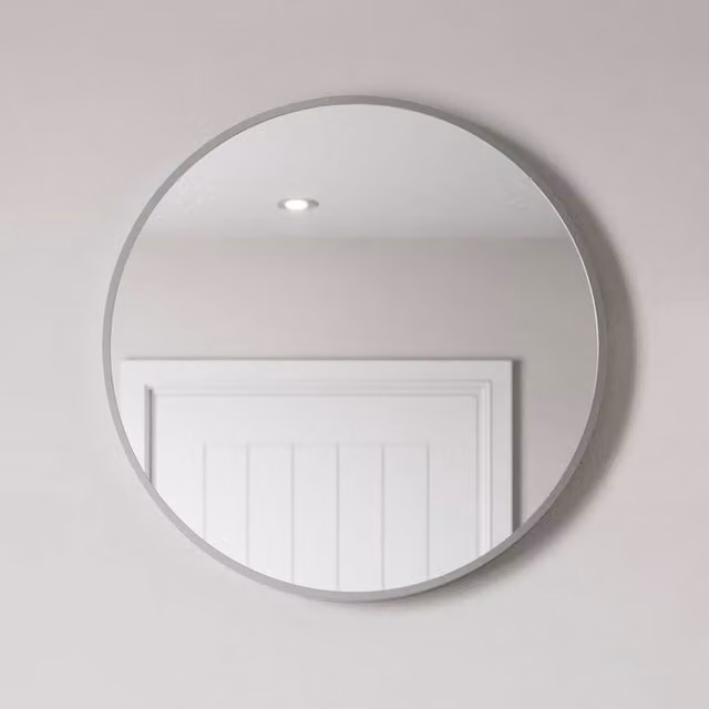 Bathwell Minimalist Round Wall Mirror in Black and Silver