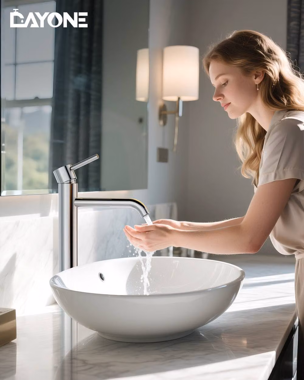 Dayone Sleek High Rise Single Lever Basin Tap in Chrome with Pop Up Waste – 3