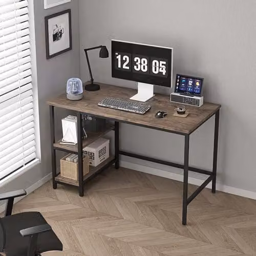 MCC Direct Chicago Computer Desk in Grey with 2 Shelves, Width: 120 cm