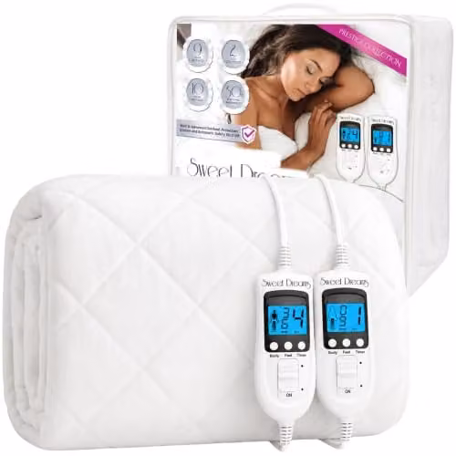 Sweet Dreams Prestige Plush Fleece Heated Mattress Cover, White, W/D/H: 203 x 182 x 40 cm