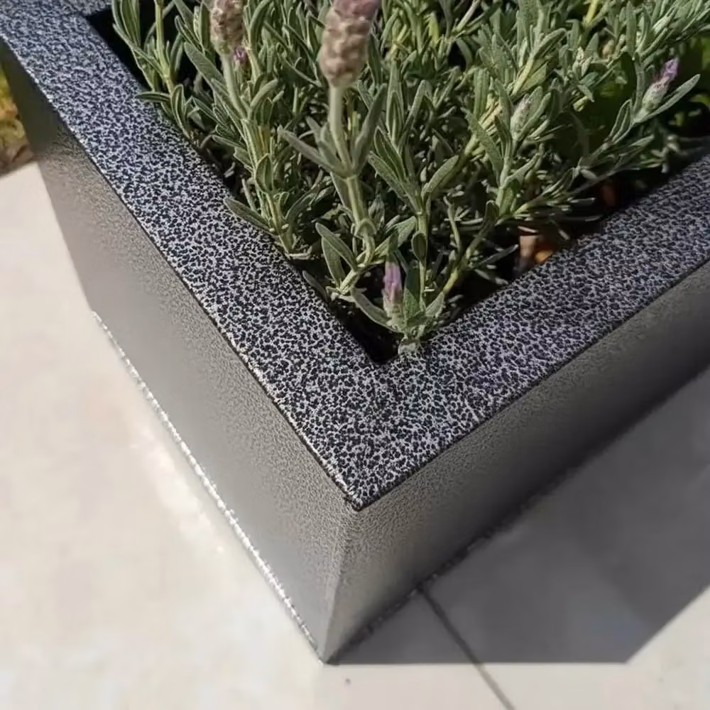Access Garden Products Galvanised Steel Textured Trough Planter, Silver and Black, W: 120 cm, D: 40 cm, H: 40 cm – 3