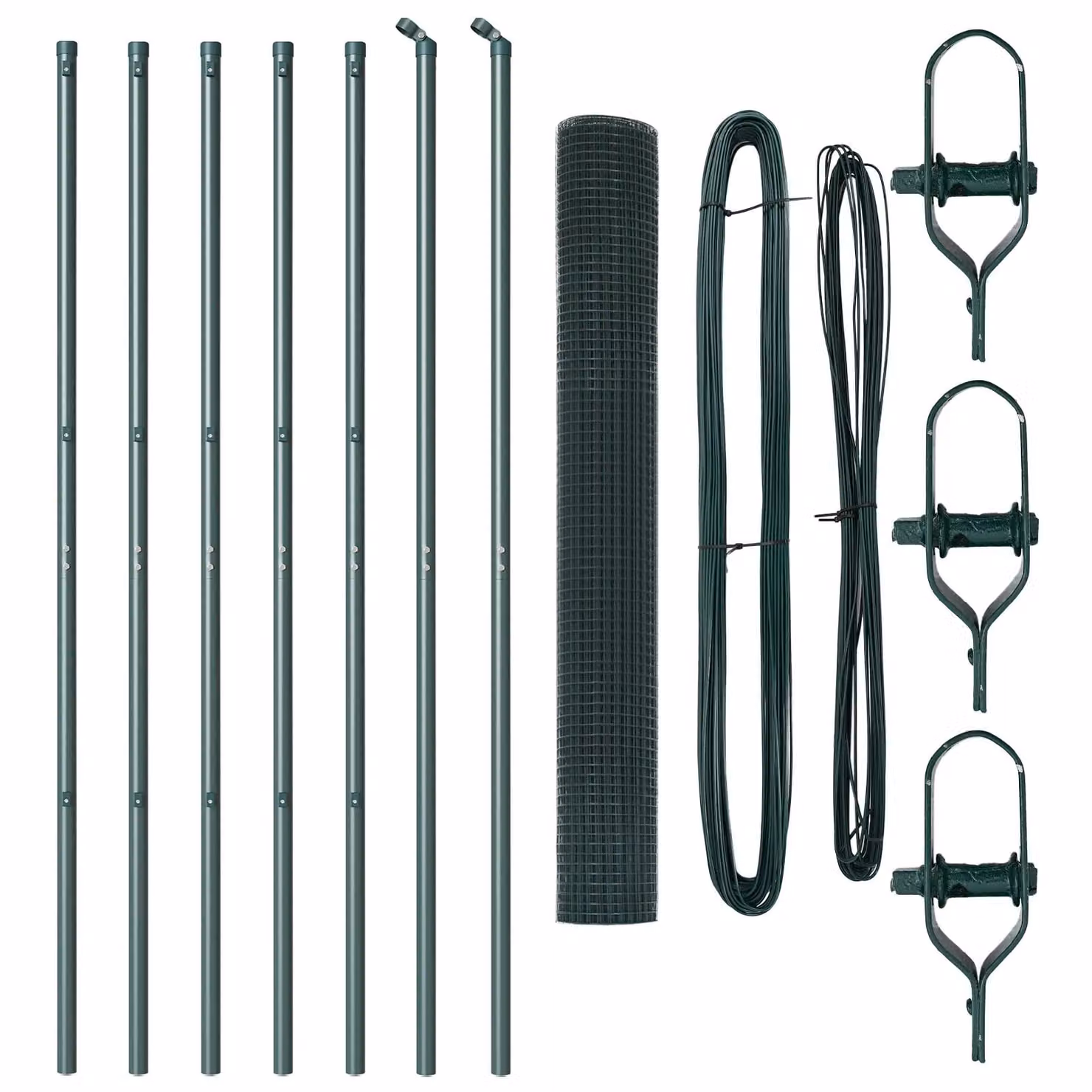 Berkfield Home Green Steel Welded Wire Fence with 7 Posts, W: 10 m, H: 1.4 m – 2