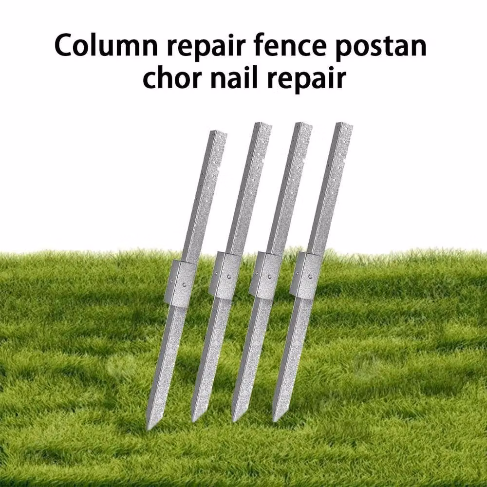 FLAVORA Heavy Duty Metal Fence Post Repair Kit Stake Anchor in Silver, Height: 120 cm, Width: 300 cm – 2