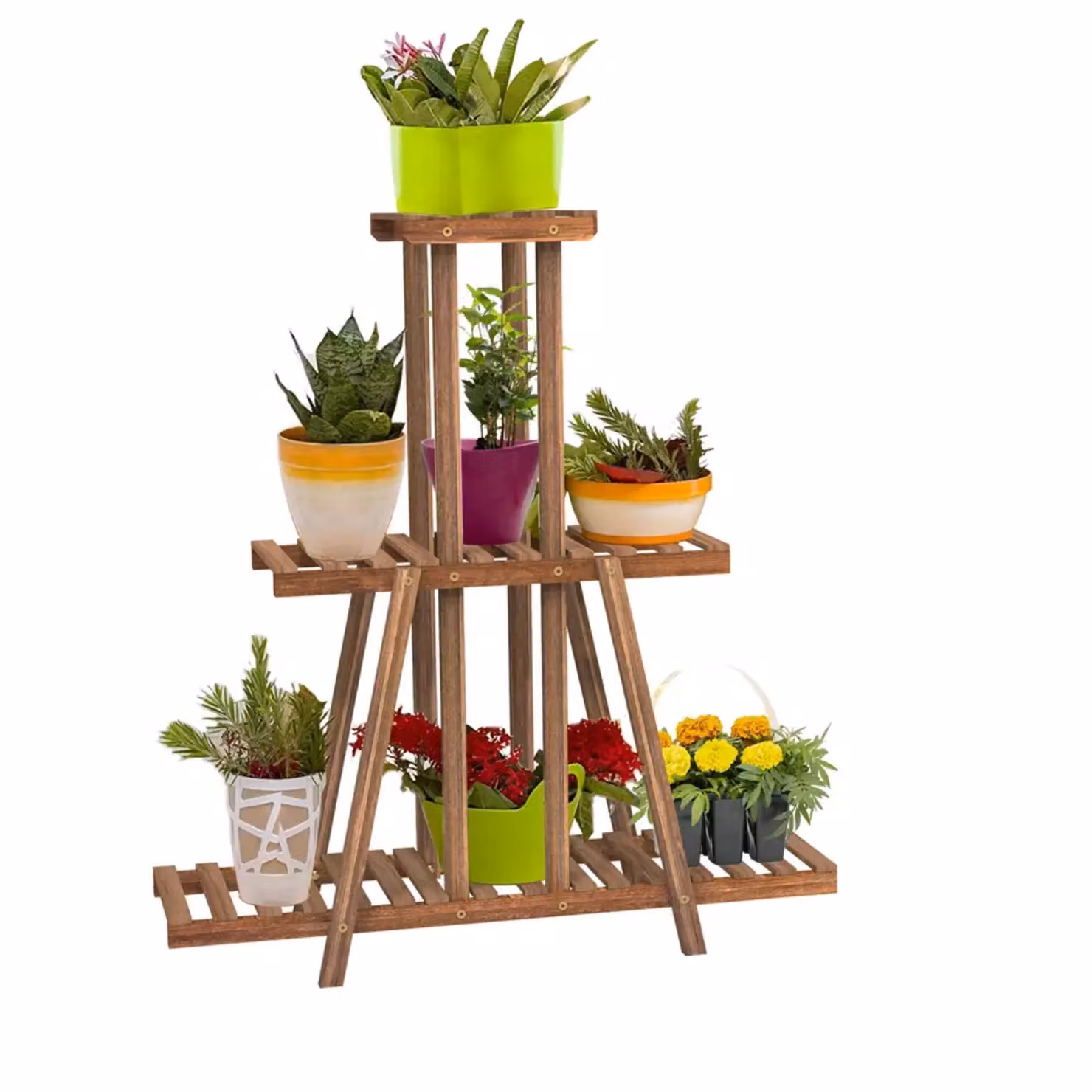 Pirlo Plush 3 Tier Brown Lacquered Bamboo Plant Stand for Indoor and Outdoor Use – 2