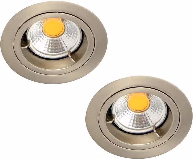 Litecraft 2 Pack of Fixed Recessed IP20 LED Downlights in Chrome, Diameter: 13.5 cm