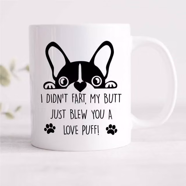 60 Second Makeover Frenchie Ceramic Mug in White with Funny French Bulldog Design