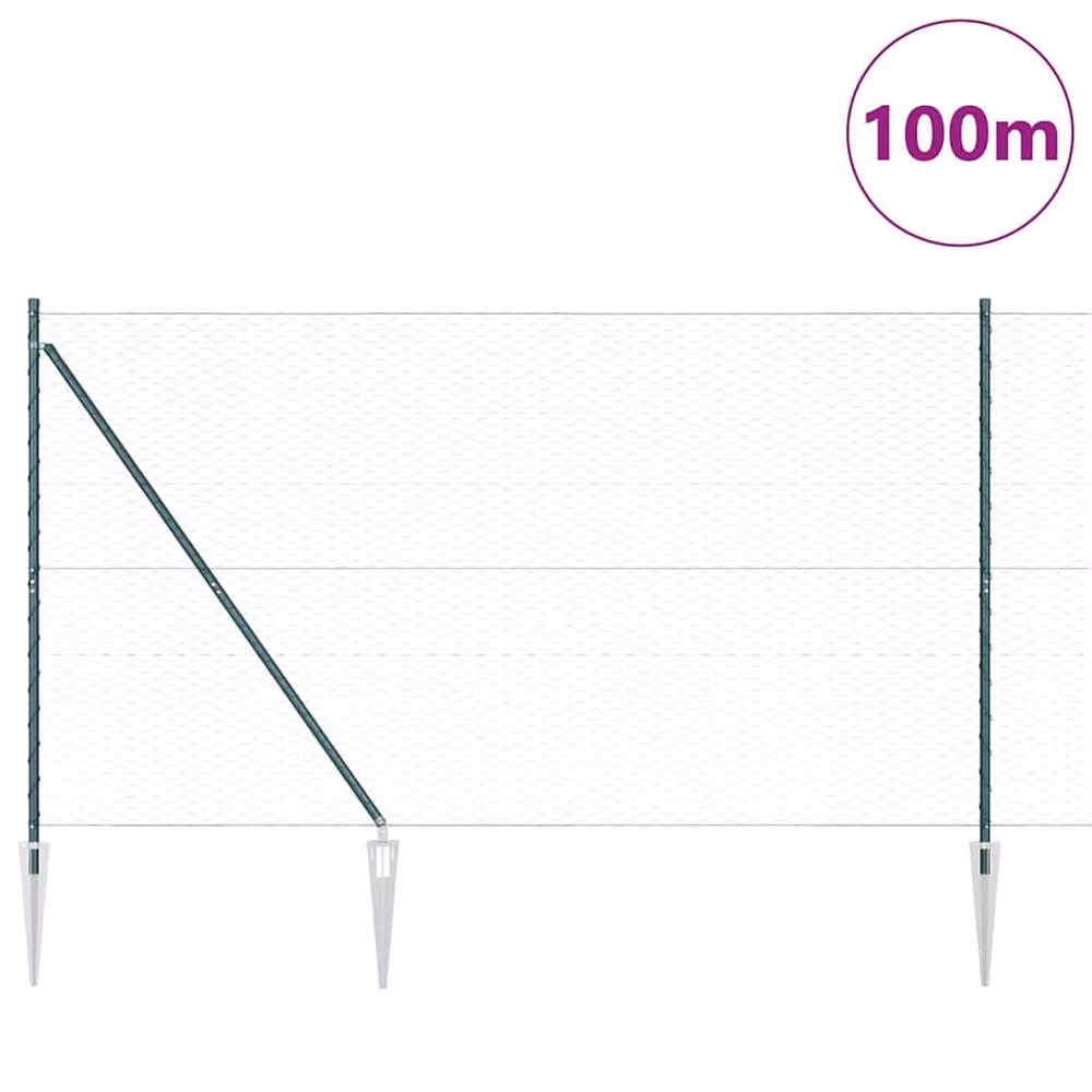 Berkfield Home Green Powder-Coated Steel Hexagon Fence, H: 160 cm x W: 100 m – 1