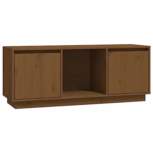 vidaXL Modern TV Cabinet in Honey Brown Solid Pine Wood, W/D/H: 110.5 x 35 x 44 cm