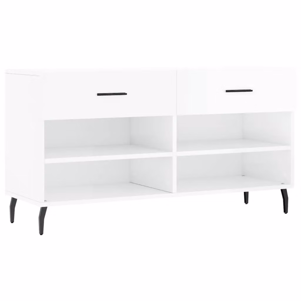 Berkfield Home High Gloss White Shoe Bench W/D/H: 102 x 35 x 55 cm – 2