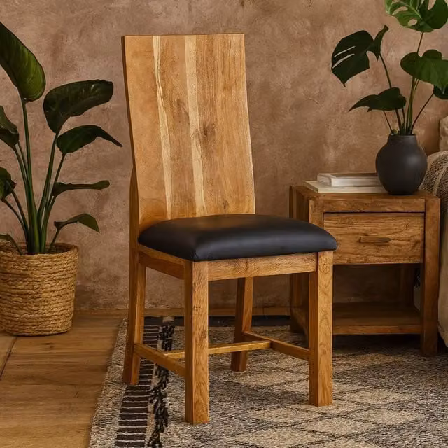 Wyld Haus Metropolis Industrial Acacia Wood Dining Chair in Brown