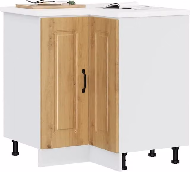 Berkfield Home Kalmar Artisan Oak Kitchen Corner Base Cabinet in Brown