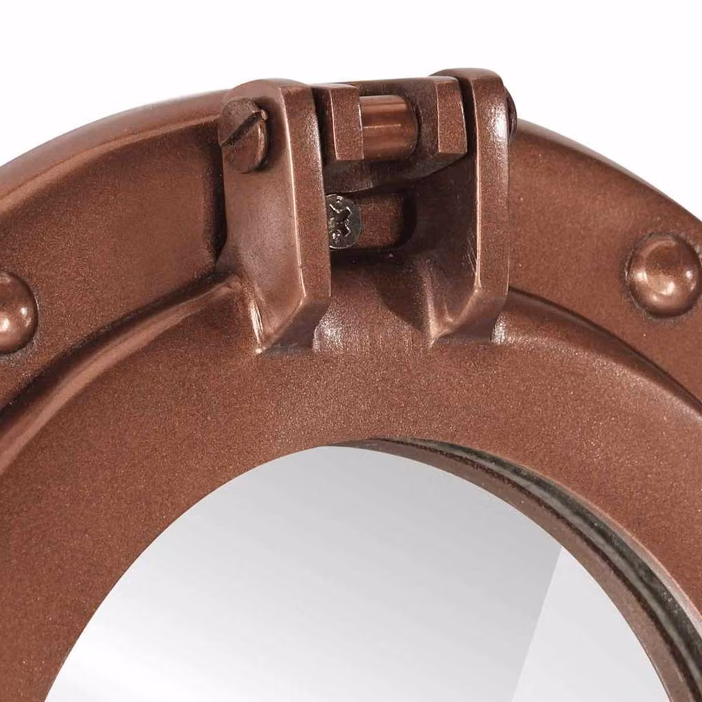 Berkfield Home vidaXL Porthole Wall Hanging Mirror in Copper with Aluminium and Glass, Diameter: 30 cm – 4