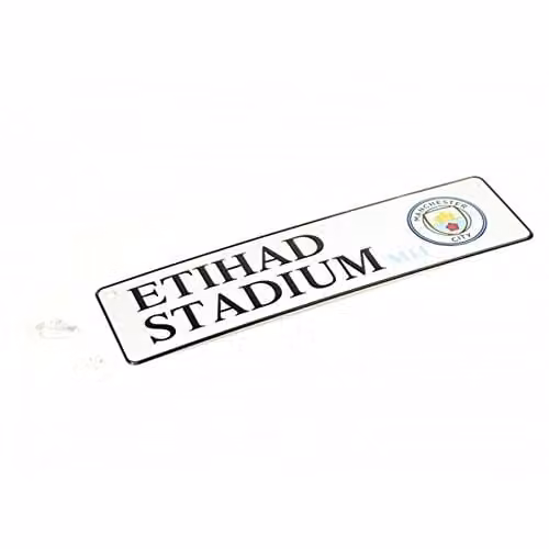 Manchester City FC Official 3D Embossed Metal Hanging Street Sign Wall Plaque in White and Black