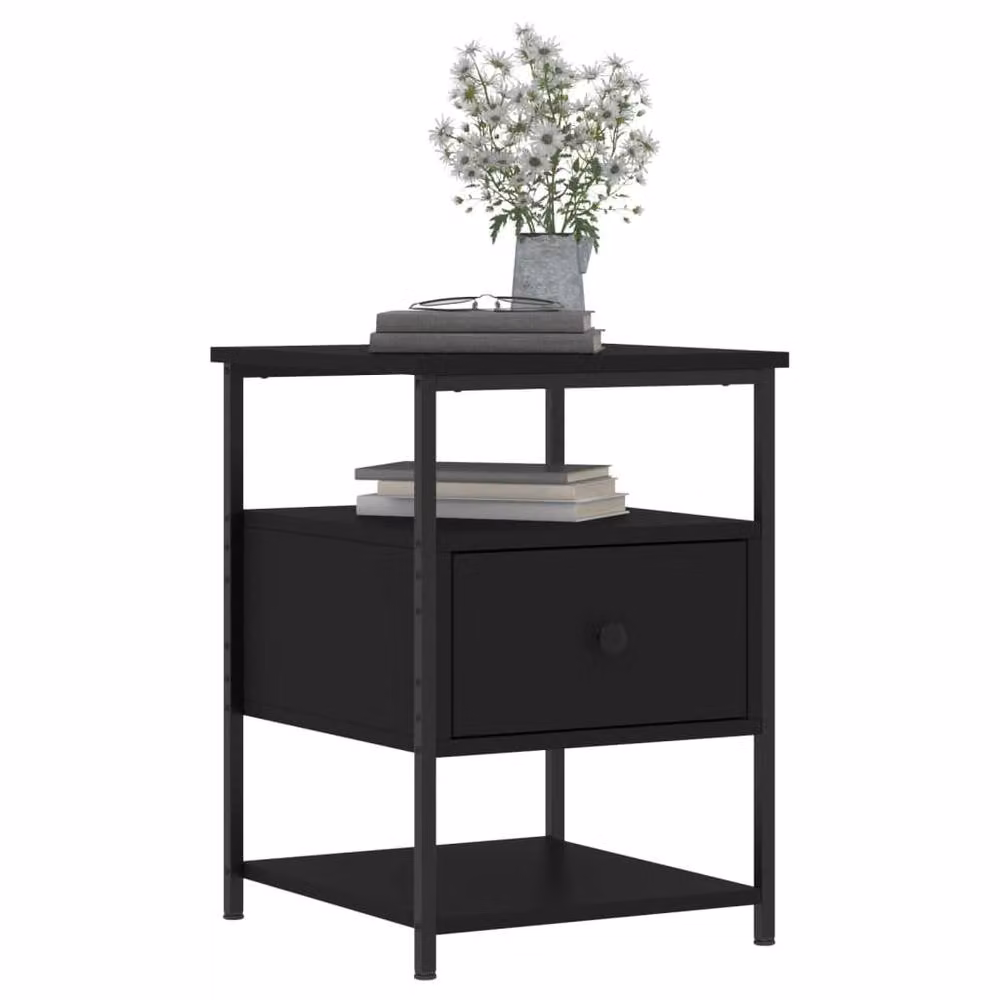 Berkfield Home Set of 2 Black Modern Bedside Cabinets, W/D/H: 40 x 42 x 56 cm – 4