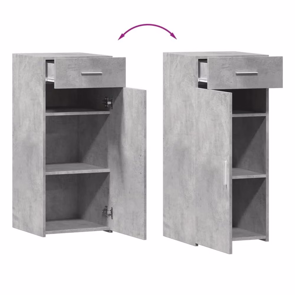 Berkfield Home Sideboard in Concrete Grey, W/D/H: 40 x 42.5 x 93 cm – 3