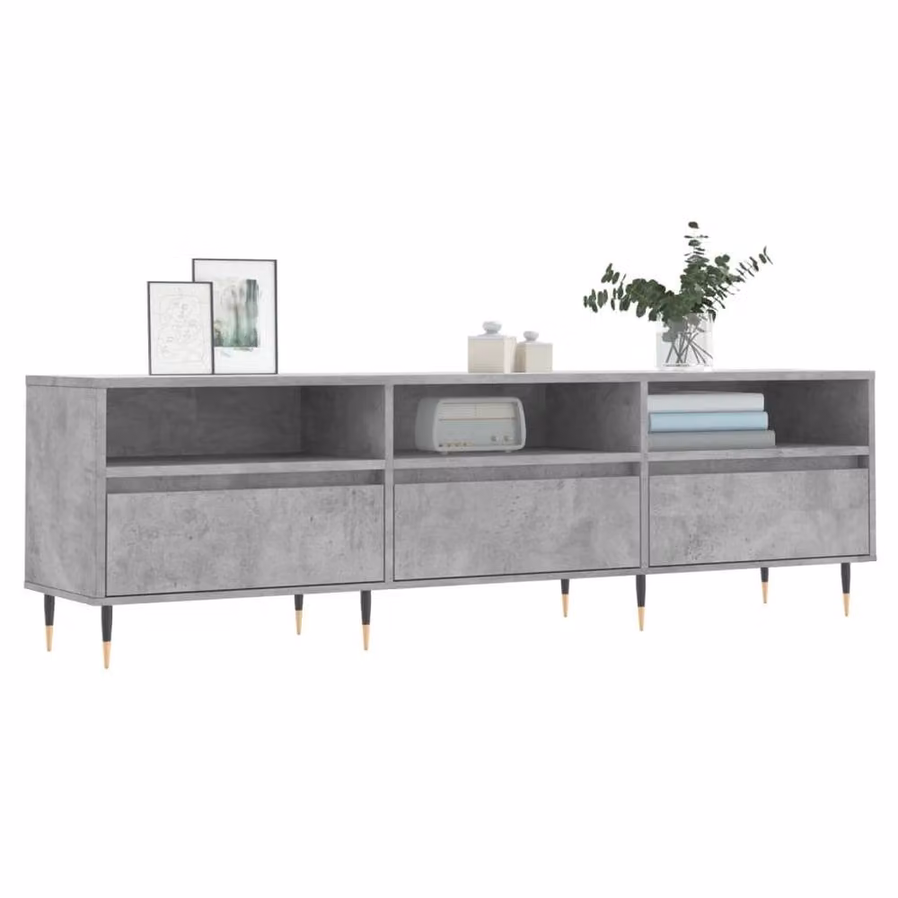 Berkfield Home Industrial TV Cabinet in Concrete Grey, W: 150 cm, D: 30 cm, H: 44.5 cm – 3