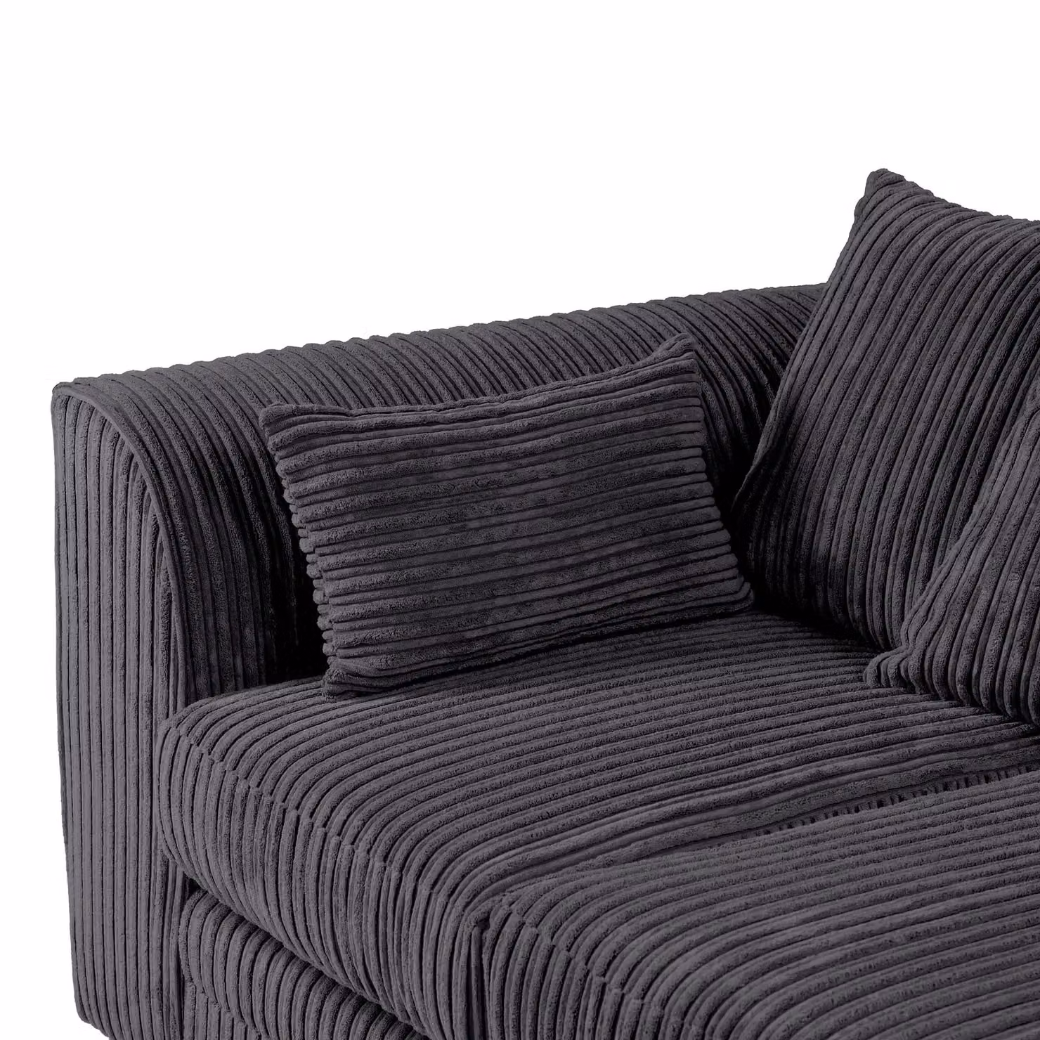 SquareBoxx Lennox Jumbo Cord Corner Sofa, Right Hand Facing, Black – 4