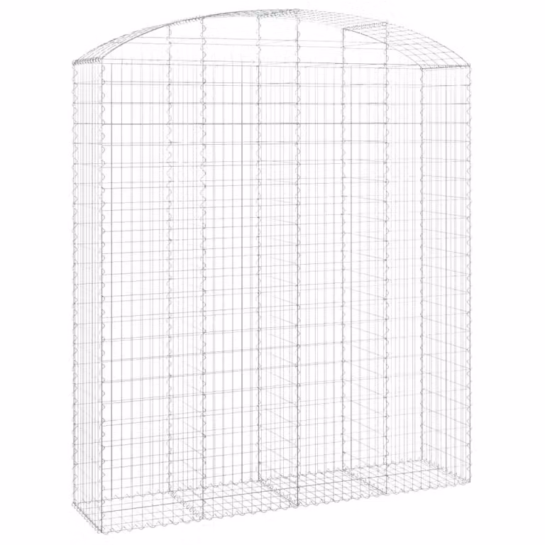 Berkfield Home Arched Gabion Basket in Silver Galvanised Steel, W: 200 cm, D: 50 cm, H: 220/240 cm