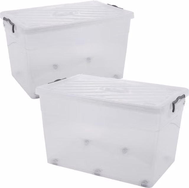 URBNLIVING Stackable Transparent Plastic Storage Box with Lid, 70l, W: 60.0 cm, D: 40.0 cm, H: 36.0 cm