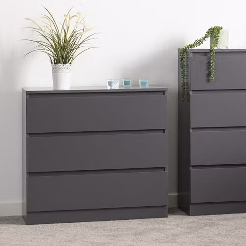 Seconique Malvern 3 Drawer Chest in Grey – 4