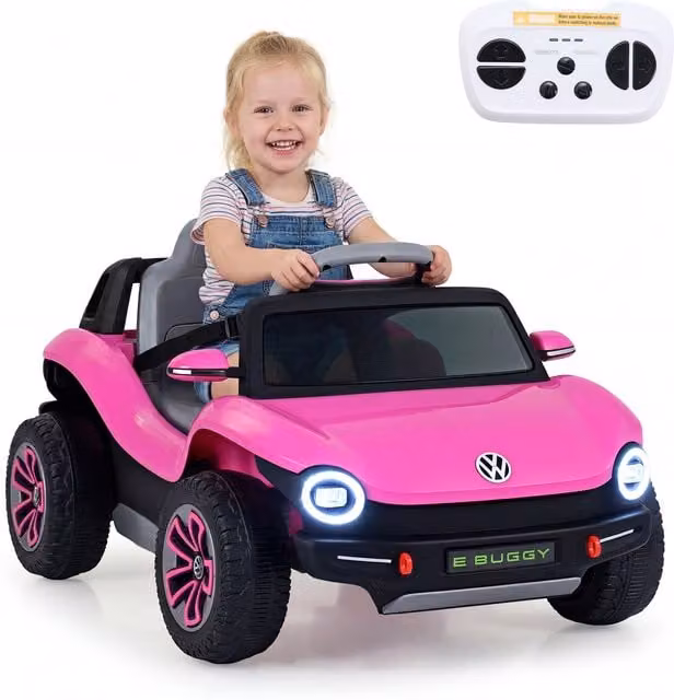 Costway Licensed Volkswagen Electric Ride on Car with Light and Sound in Pink