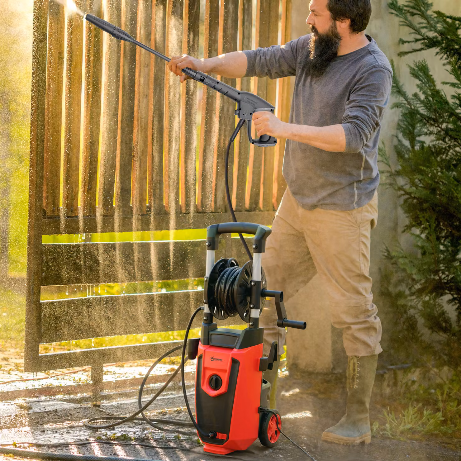 Outsunny 150-Bar Mains Pressure Washer with Accessories, Red/Black – 2