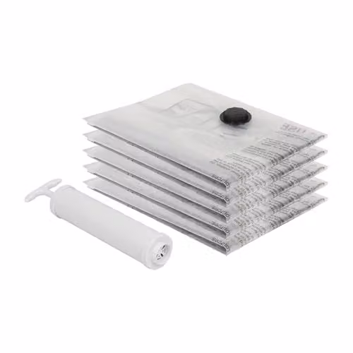 Harbour Housewares Vacuum Storage Bags with Hand Pump, Grey and Transparent, Pack of 5, W: 60 cm x H: 80 cm
