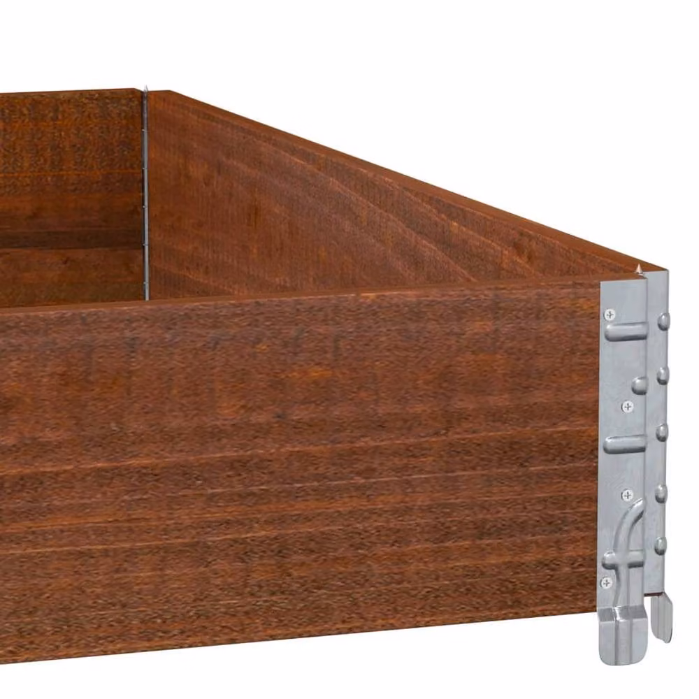 Berkfield Brown Wooden Raised Bed Planter with Galvanised Steel, W/D/H: 100 x 100 x 19.5 cm – 4