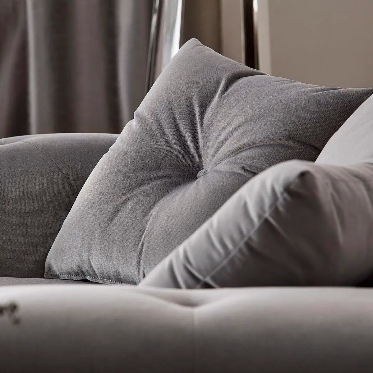 Furnishings For Less UK Derby Grey Fabric 2 Seater Sofa with Scatter Back and Scroll Arms – 2