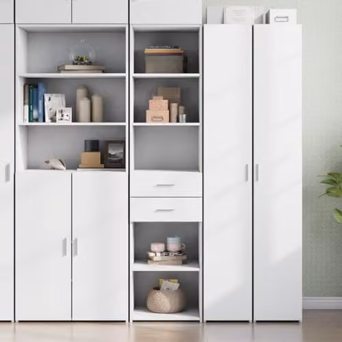 vidaXL Modern White Highboard with Hinged Doors and Internal Shelves, W/D/H: 45 x 42.5 x 185 cm – 2