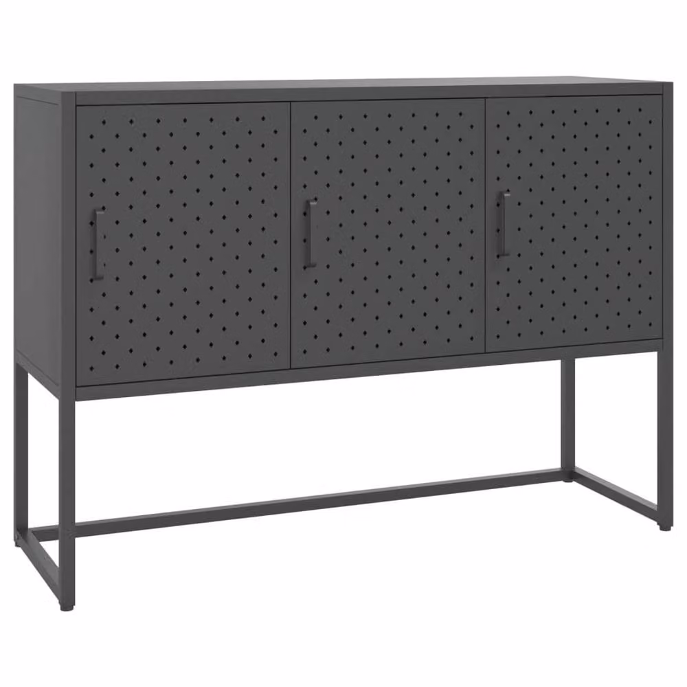 Berkfield Home Modern Anthracite and Black Metal Sideboard, W/D/H: 105 x 35 x 75 cm – 2