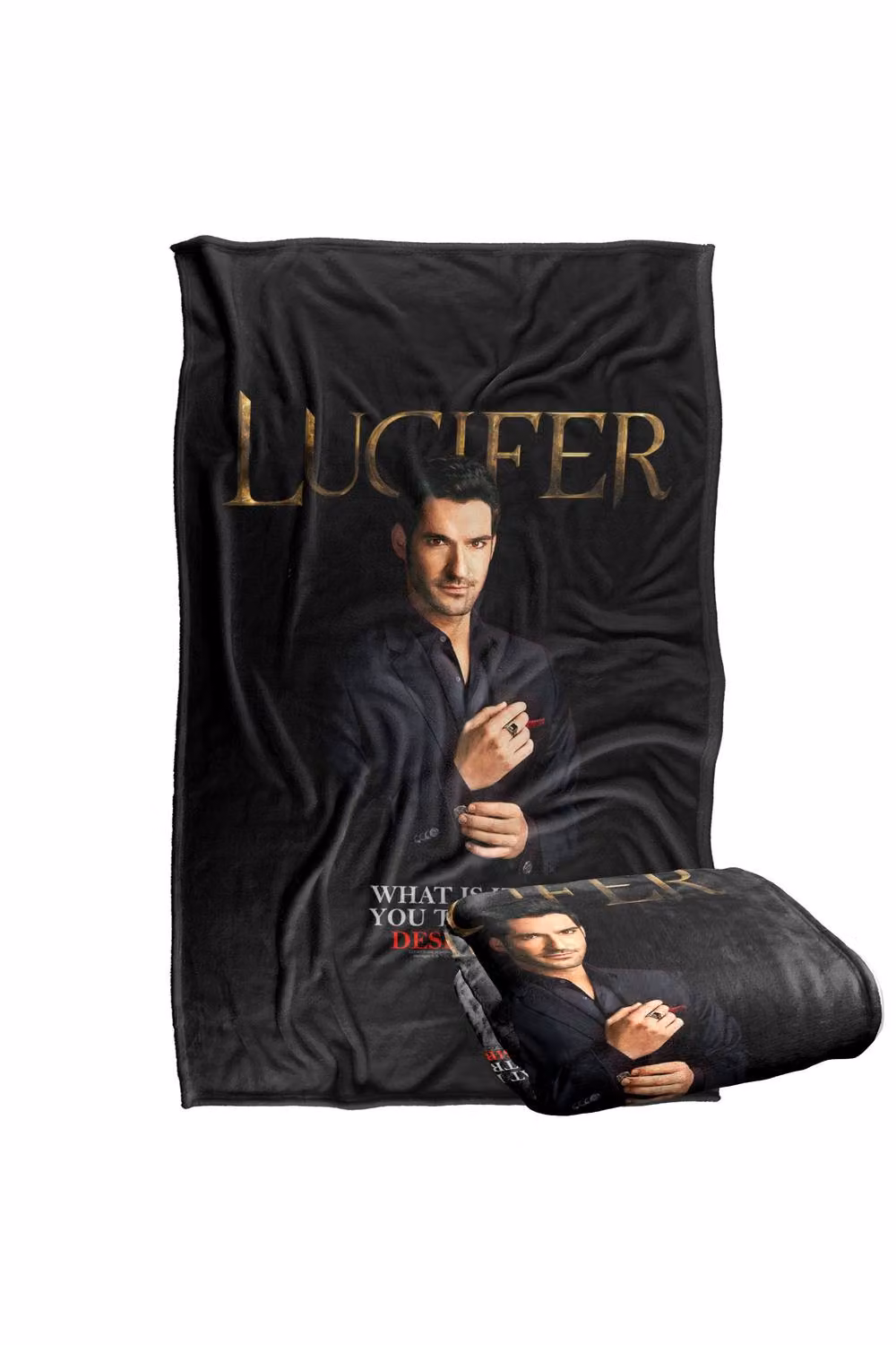 Warner Bros. Lucifer What Do You Desire? Super Soft Fluffy Polyester Throw Blanket in Black and Multicolour, Large – 2